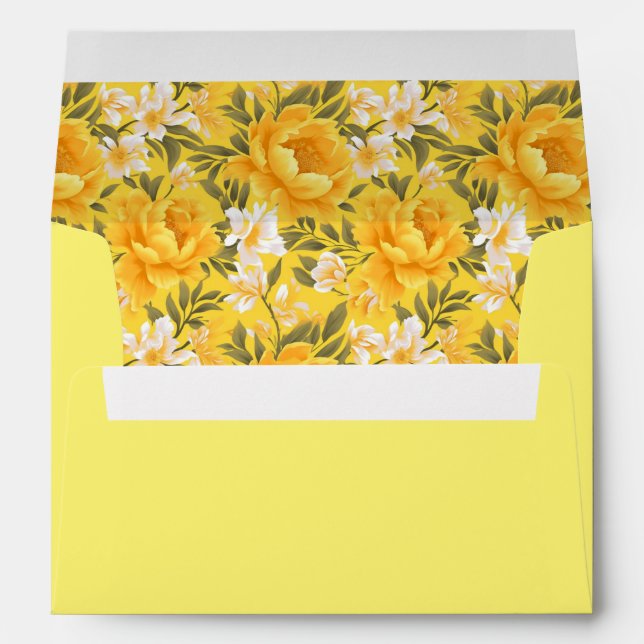 Card Envelope-Yellow Peonies Envelope (Back (Bottom))