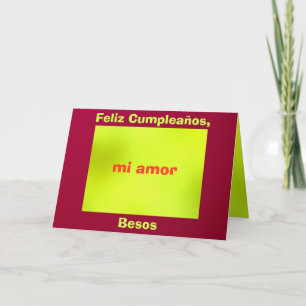 Card - Feliz Cumpleaños, mi amor - Roja y amarill