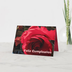 Card - Feliz Cumpleaños - Rosa Roja