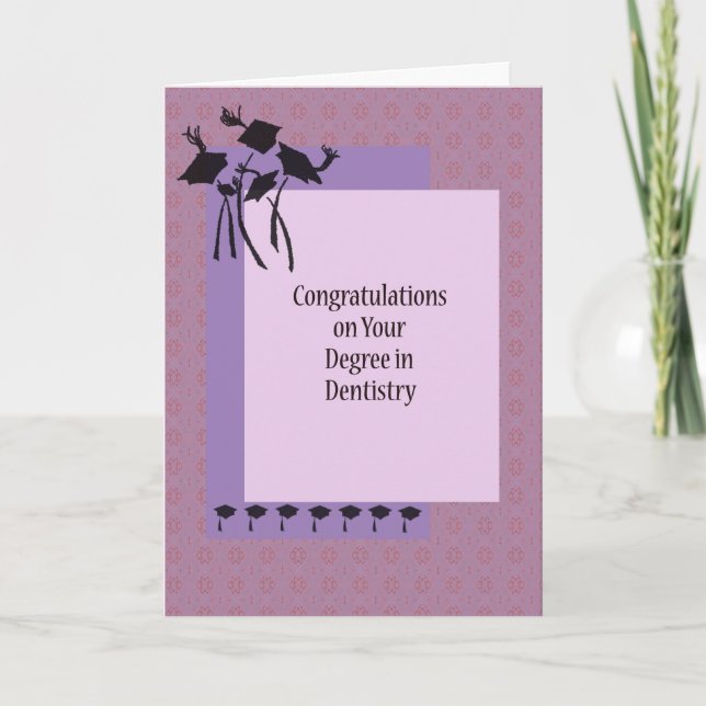Card for Degree in Dentistry with Grad. Caps (Front)