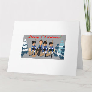 Card for holiday  Let's go up, play hockey !
