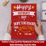 Card for Husband Funny Love Note Birthday Card<br><div class="desc">Printable Father's Day Card for Husband | Funny Love Note Birthday Card for Him! Behind every great dad is an amazing man. Remind your husband just how incredible he is with this playful and romantic card. Celebrate his role as a father while rekindling the flame in your relationship. A perfect...</div>