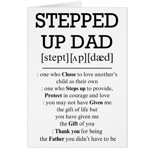 Card for Step Dad, Stepped Up Dad (Front)