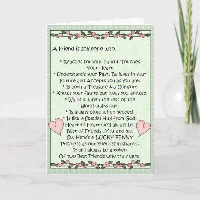 Card-Friend-Lucky Penny-Just Glue Penny On Card (Front)