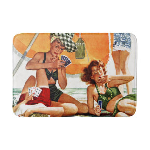 Card Game at the Beach by Alex Ross Bath Mat