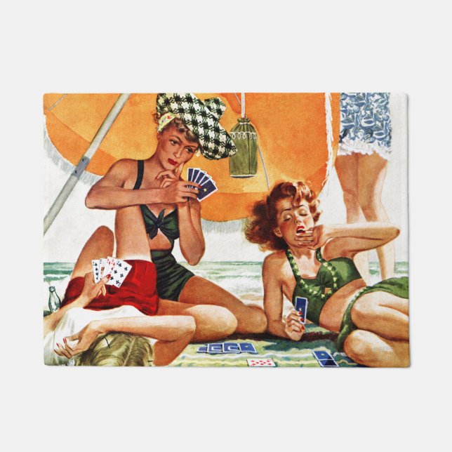 Card Game at the Beach by Alex Ross Doormat (Front)
