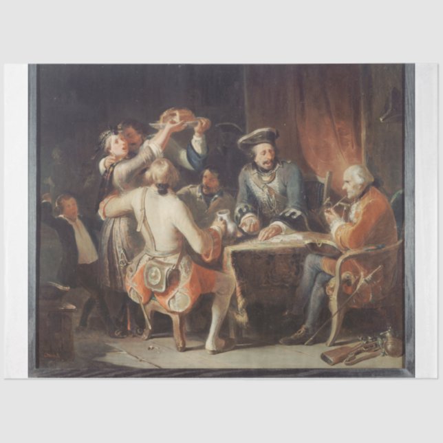 Card Game Painting Ephemera Decoupage Tissue Paper (Front)