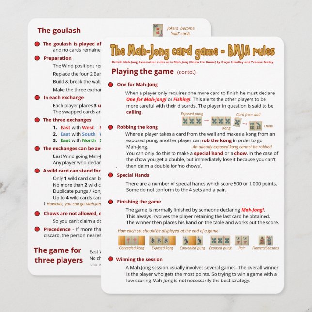 Card Game rules – Playing the game  (2) (Front/Back)