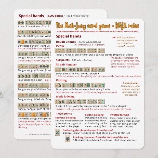 Card Game rules – Special hands (Front/Back)