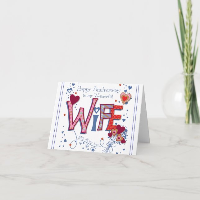 Card - Happy Anniversary To My Wonderful Wife (Front)