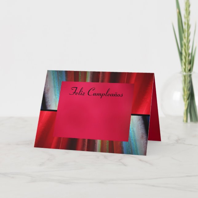 Card - Happy Cumpleaños - Red Abstract Art (Front)