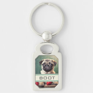 card house pug keychain