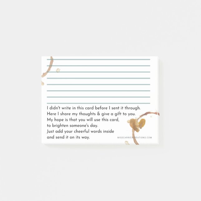 Card Insert Poem - 3x4 Post-it Notes (Front)