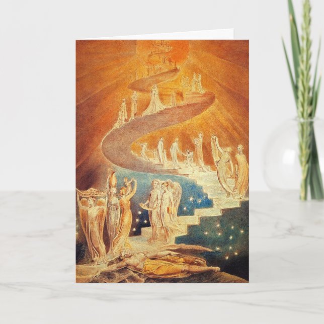 Card:  Jacob's Ladder - William Blake Holiday Card (Front)