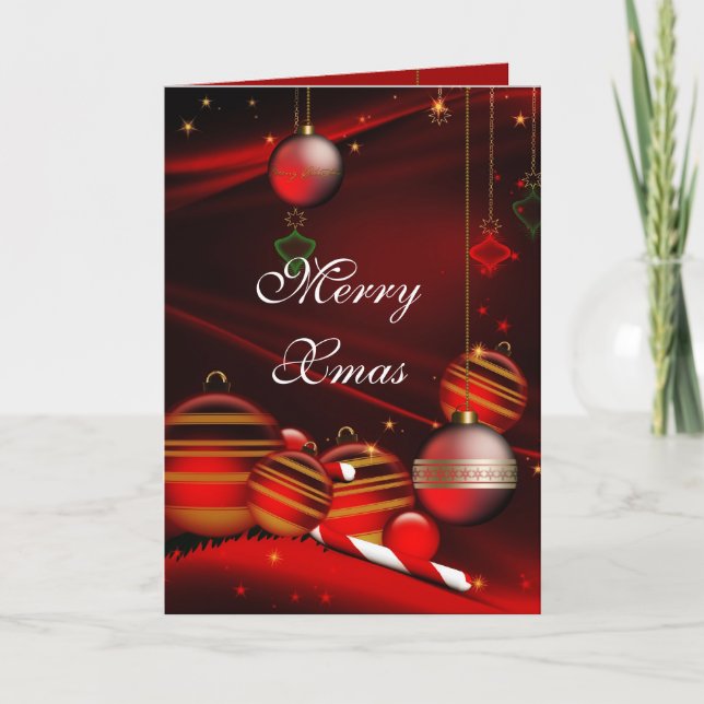 Card Merry Xmas Red Balls (Front)