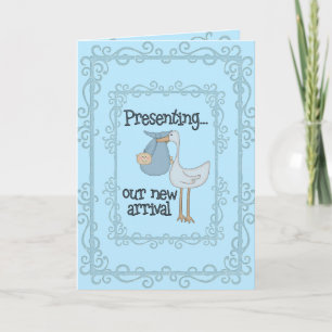 Card New Baby Boy Our New Arrival Announcement