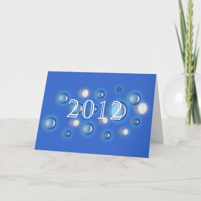 Card - New Year Bubbles on Blue with Year (Front)