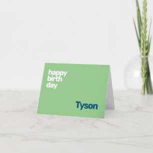 card personal happy Birthday minimal green navy