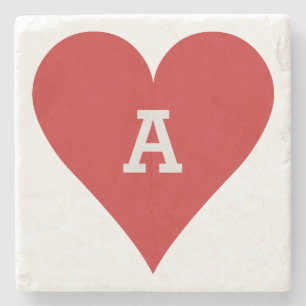 Card Player custom monogram coaster - Heart