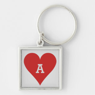 Card Player custom monogram key chains - Heart