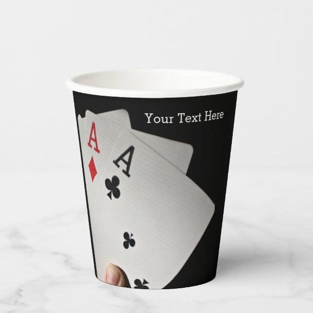 Card Player custom text Paper Cups (Front)