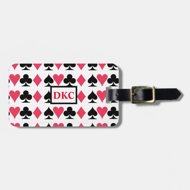 Card Player Luggage Tag - Monogrammed (Front Horizontal)