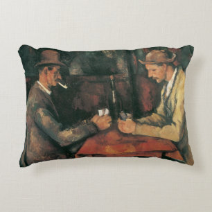 Card Players by Paul Cezanne, Vintage Fine Art Accent Pillow