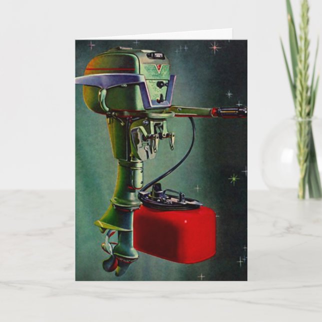 Card Retirement Dream Fishing Boat Motor Red Tank (Front)