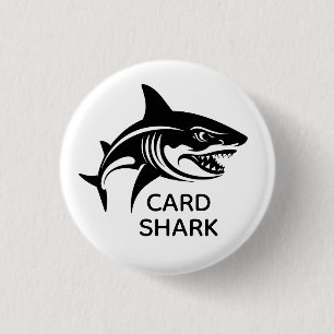 Card Shark Great White Shark Cruise 1 Inch Round Button