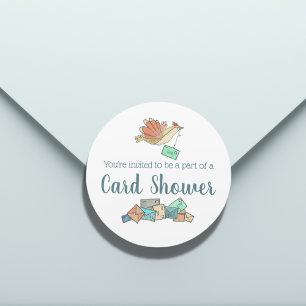 Card Shower Delivery Birds Envelope Classic Round Sticker