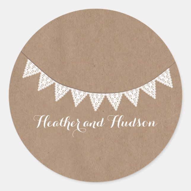 Card Stock Inspired Eyelet Bunting Wedding Sticker (Front)