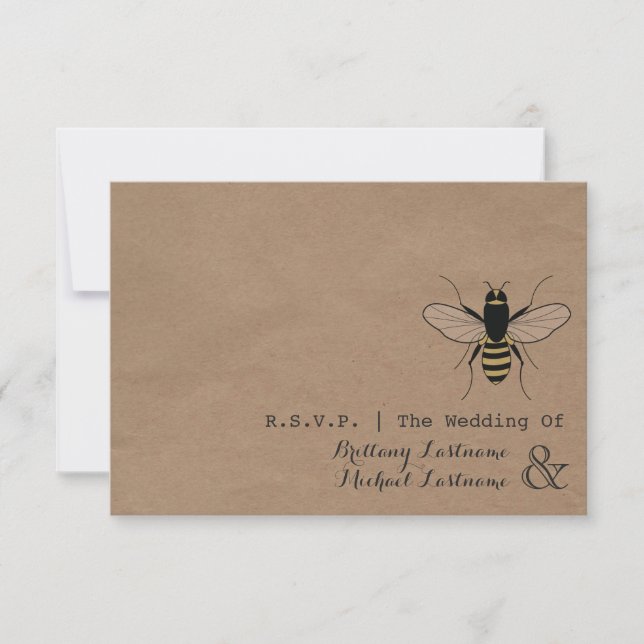 Card Stock Inspired Honey Bee Wedding R.S.V.P. (Front)