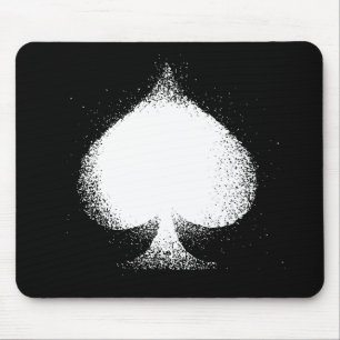 Card suit Spades white-  grunge Mouse Pad
