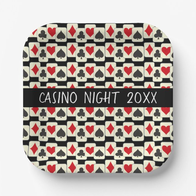 Card Suites Pattern Custom Paper Plate (Front)