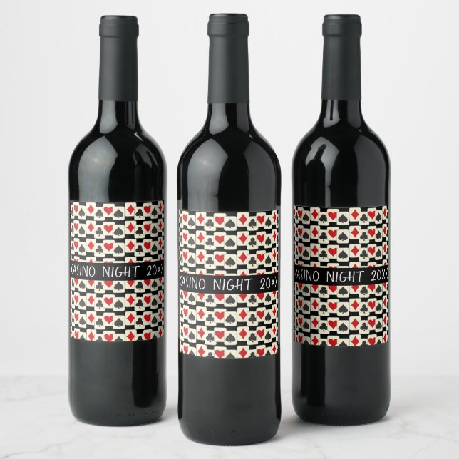 Card Suites Pattern Custom  Wine Label (Bottles)