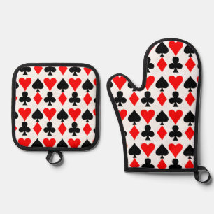 Card Suits Design Oven Mitt & Pot Holder Set