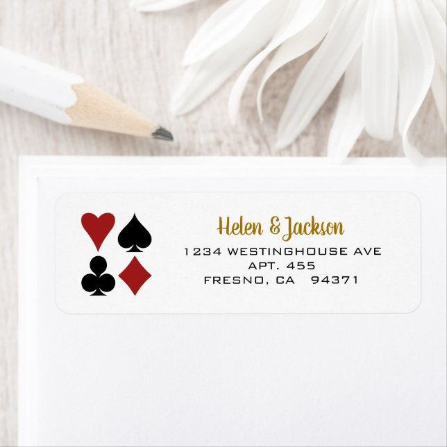 Card Suits Gold Black Red Las Vegas Wedding (Insitu)