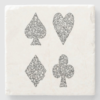CARD SUITS IN BLACK STONE COASTER