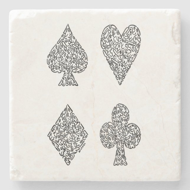 CARD SUITS IN BLACK STONE COASTER (Front)