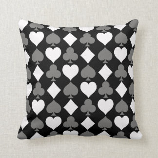 Card Suits Monochromatic Throw Pillow