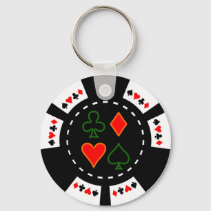 CARD SUITS POKER CHIP KEYCHAIN
