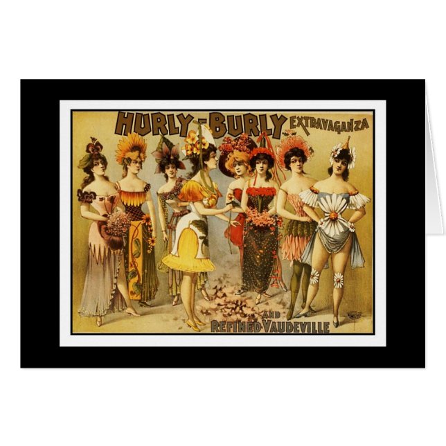 Card Vintage Dance Girls (Front Horizontal)