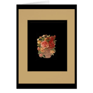 Card Vintage Floral Black Gold Frame