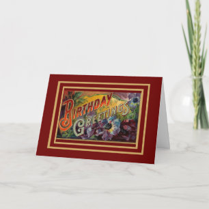 Card Vintage Happy Birthday Greetings