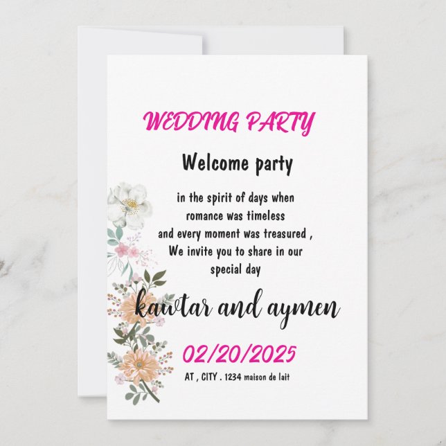 card wedding invitation simple (Front)