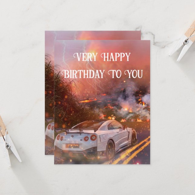 Card With Nissan GTR Flat Card (Front/Back In Situ)