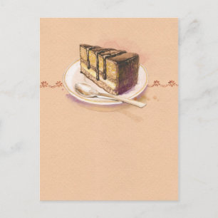 Card with painted watercolor cake
