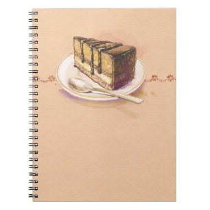 Card with painted watercolor cake notebook