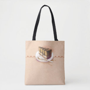 Card with painted watercolor cake tote bag