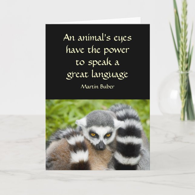 Card with Quote - Cute Lemur Stripey Tail (Front)